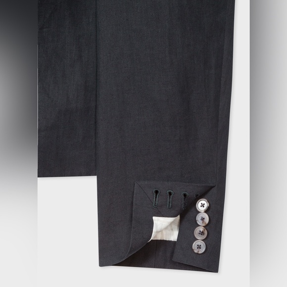 Paul Smith Women's Navy Linen Cropped Double-Breasted Blazer 42R 6 - Picture 4 of 12